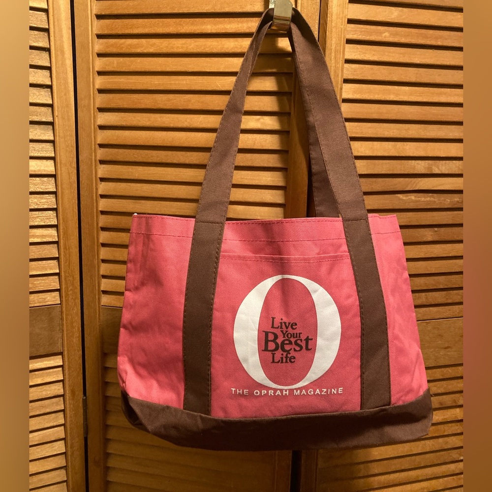Oprah Magazine “Live Your Best Life” Pink & Brown Tote Bag
